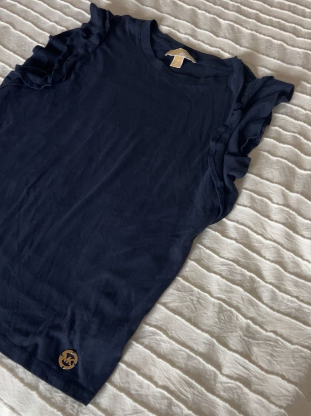 MICHAEL Michael Kors Navy Tee with Gold Logo Tag